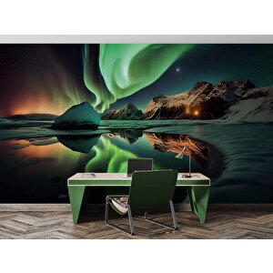 Gece Kutup Işıkları Manzaralı Duvar Kağıdı - Dkm838029