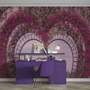 Kalp Şeklinde Çiçek Manzaralı Duvar Kağıdı - Dkb959106