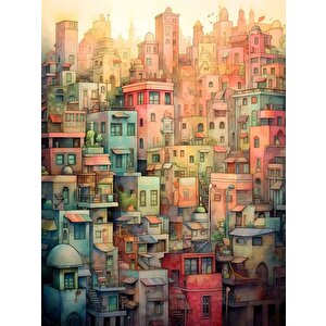 Sanatsal Ev Çizim Desenli Duvar Kağıdı - Dkm979016