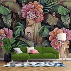 Çiçek Ve Kelebek Temalı Duvar Kağıdı - Dkm579090 250x300 cm