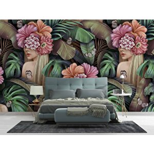 Çiçek Ve Kelebek Temalı Duvar Kağıdı - Dkm579090 250x300 cm