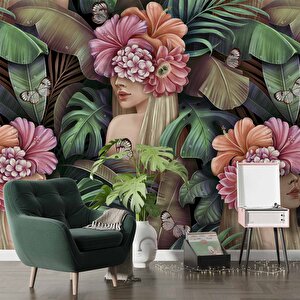 Çiçek Ve Kelebek Temalı Duvar Kağıdı - Dkm579090