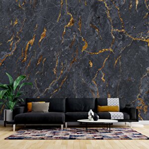 Koyu Mermer Desenli Duvar Kağıdı Baskı - Dkm089005 225x200 cm