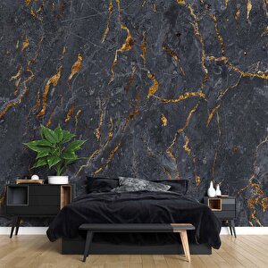 Koyu Mermer Desenli Duvar Kağıdı Baskı - Dkm089005 225x200 cm