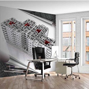 Mimari Site Çizimi Gayrimenkul Emlak Ve Gayrimenkul Duvar Kağıdı Baskı - Dkm338089 225x300 cm