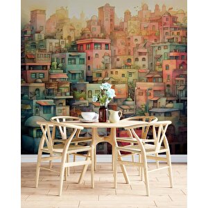 Sanatsal Ev Çizim Desenli Duvar Kağıdı - Dkm979008