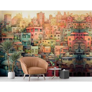 Sanatsal Ev Çizim Desenli Duvar Kağıdı - Dkm979008