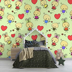 Minik Çocuk Desenli Çocuk Odası Duvar Kağıdı Baskı - Dkm392064