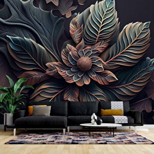 3 Boyutlu Yaprak Desenli Duvar Kağıdı - Copydkm710125 700x315 cm