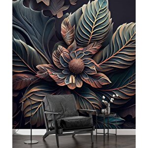 3 Boyutlu Yaprak Desenli Duvar Kağıdı - Copydkm710125