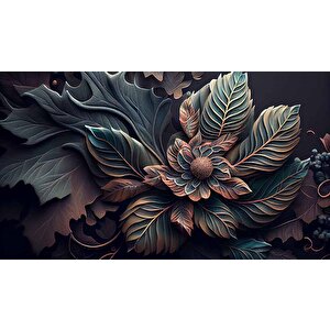 3 Boyutlu Yaprak Desenli Duvar Kağıdı - Copydkm710125