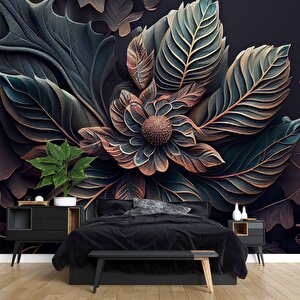 3 Boyutlu Yaprak Desenli Duvar Kağıdı - Copydkm710022 900x200 cm