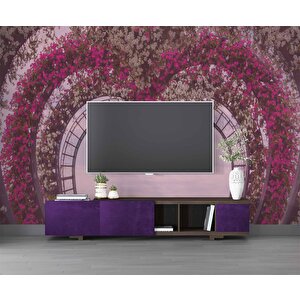 Kalp Şeklinde Çiçek Manzaralı Duvar Kağıdı - Dkb959017 525x200 cm