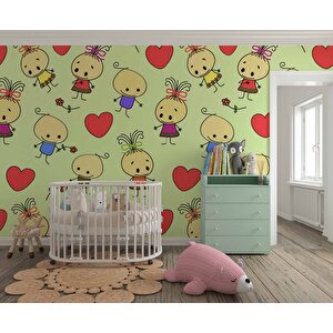 Minik Çocuk Desenli Çocuk Odası Duvar Kağıdı Baskı - Dkm392002 100x200 cm