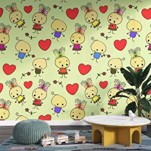 Minik Çocuk Desenli Çocuk Odası Duvar Kağıdı Baskı - Dkm392002 100x200 cm