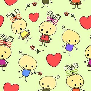 Minik Çocuk Desenli Çocuk Odası Duvar Kağıdı Baskı - Dkm392002