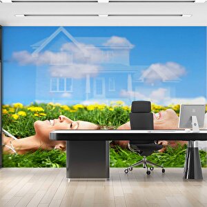 Mutlu Aile Gayrimenkul Emlak Ve Gayrimenkul Duvar Kağıdı Baskı - Dkm320087 150x300 cm