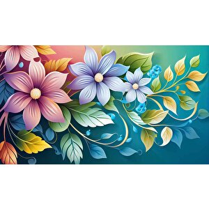 3 Boyutlu Rengarenk Çiçek Temalı Duvar Kağıdı - Dkb962027