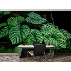 Tropikal Yaprak Desenli Duvar Kağıdı Baskı - Dkm095085