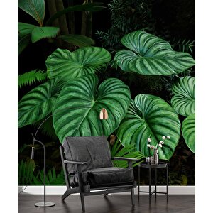 Tropikal Yaprak Desenli Duvar Kağıdı Baskı - Dkm095062