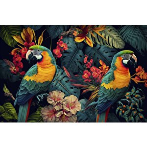 Renkli Papağan Temalı Duvar Kağıdı - Dkm482089