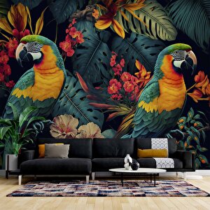 Renkli Papağan Temalı Duvar Kağıdı - Dkm482051 325x260 cm