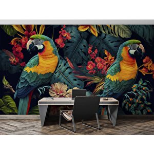 Renkli Papağan Temalı Duvar Kağıdı - Dkm482051