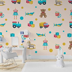 Oyuncak Temalı Çocuk Odası Duvar Kağıdıbaskı - Dkm195086 100x300 cm