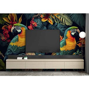 Renkli Papağan Temalı Duvar Kağıdı - Dkm482118 425x315 cm