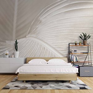 3 Boyutlu Beyaz Tüy Desenli Duvar Kağıdı - Dkm739015 475x200 cm