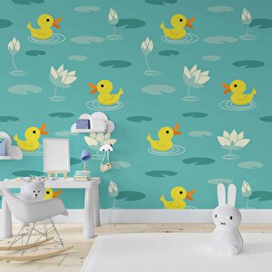 Ördek Desenli Çocuk Odası Duvar Kağıdı Baskı - Dkm436117 400x315 cm