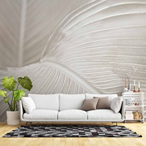 3 Boyutlu Beyaz Tüy Desenli Duvar Kağıdı - Dkm739057 475x260 cm