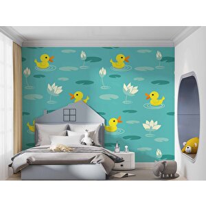 Ördek Desenli Çocuk Odası Duvar Kağıdı Baskı - Dkm436025 200x240 cm