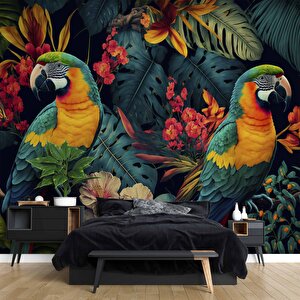 Renkli Papağan Temalı Duvar Kağıdı - Dkm482009 325x200 cm