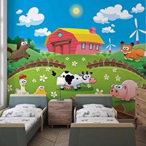 Çiftlik Çocuk Çocuk Odası Duvar Kağıdı Baskı - Dkm410018 550x200 cm
