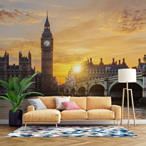 Londra Westminster Köprüsü Manzaralı Duvar Kağıdı - Dkm924005 225x200 cm