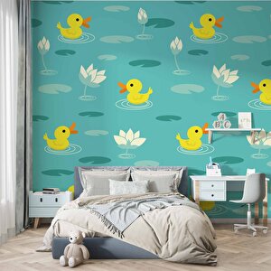 Ördek Desenli Çocuk Odası Duvar Kağıdı Baskı - Dkm436098