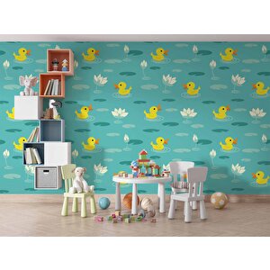 Ördek Desenli Çocuk Odası Duvar Kağıdı Baskı - Dkm436098