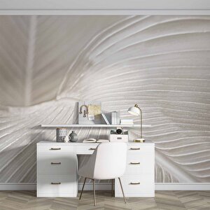 3 Boyutlu Beyaz Tüy Desenli Duvar Kağıdı - Dkm739087