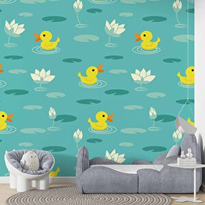 Ördek Desenli Çocuk Odası Duvar Kağıdı Baskı - Dkm436101 525x300 cm