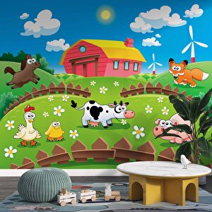 Çiftlik Çocuk Çocuk Odası Duvar Kağıdı Baskı - Dkm410017 525x200 cm