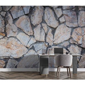 3 Boyutlu Kesme Taş Temalı Duvar Kağıdı - Dkm667125