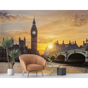 Londra Westminster Köprüsü Manzaralı Duvar Kağıdı - Dkm924068