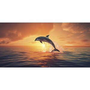 Gün Batımı Ve Yunus Balığı Temalı Duvar Kağıdı - Dkm665014