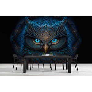 Mavi Baykuş Temalı Duvar Kağıtları - Dkm597079