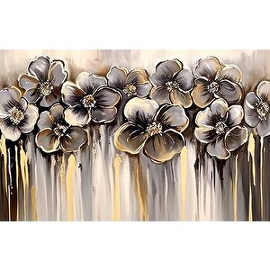 Altın Çiçek Desenli Duvar Kağıdı - Dkm735126