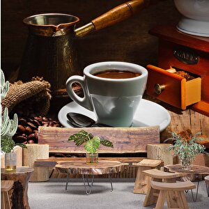 Kahve Temalı Cafe Duvar Kağıdı Baskı - Dkb299073 350x280 cm