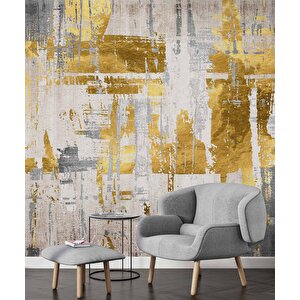 3 Boyutlu Altın Kaplama Duvar Desenli Duvar Kağıdı - Dkm804033