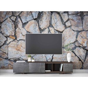 3 Boyutlu Kesme Taş Temalı Duvar Kağıdı - Dkm667106 900x300 cm