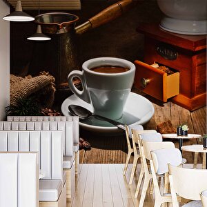 Kahve Temalı Cafe Duvar Kağıdı Baskı - Dkb299004